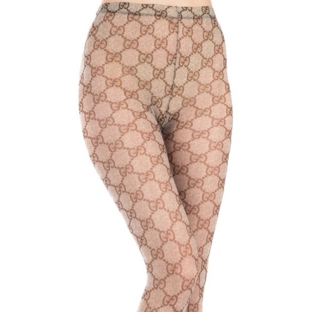 🆕😍❤️Gucci Beige/Brown GG Patterned Women's Tights Medium - Picture 16 of 16